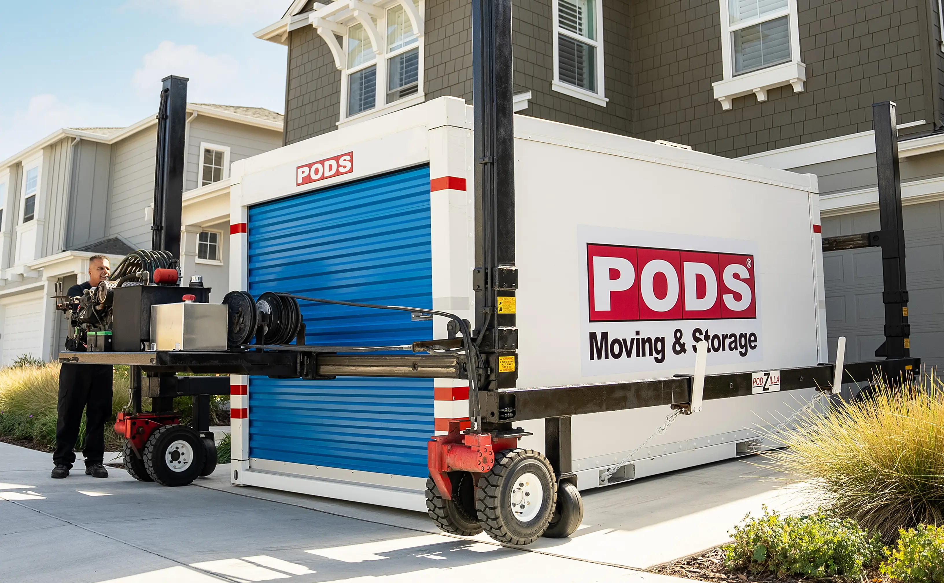 PODS 8 foot container being delivered