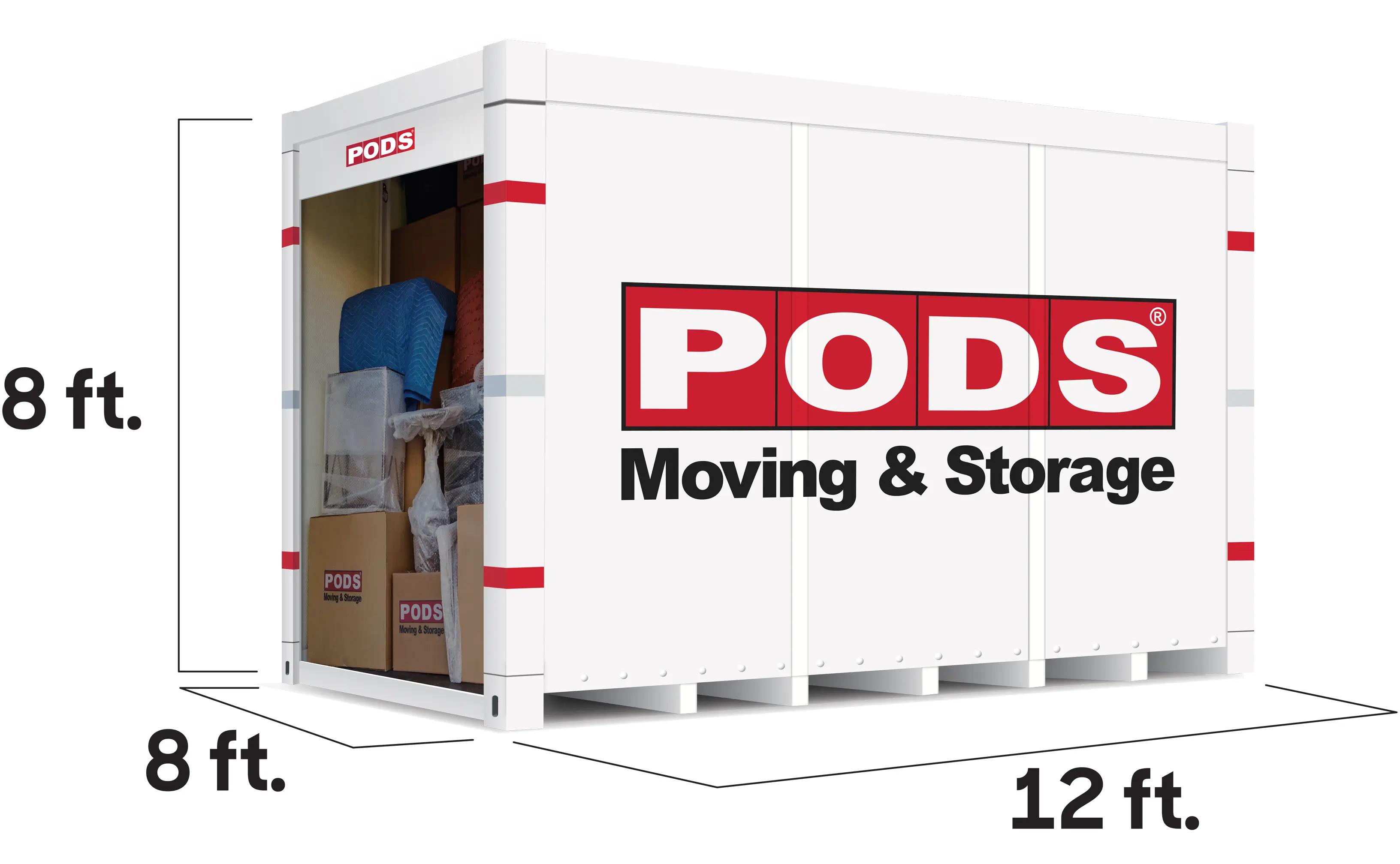 PODS 12 foot container with dimensions