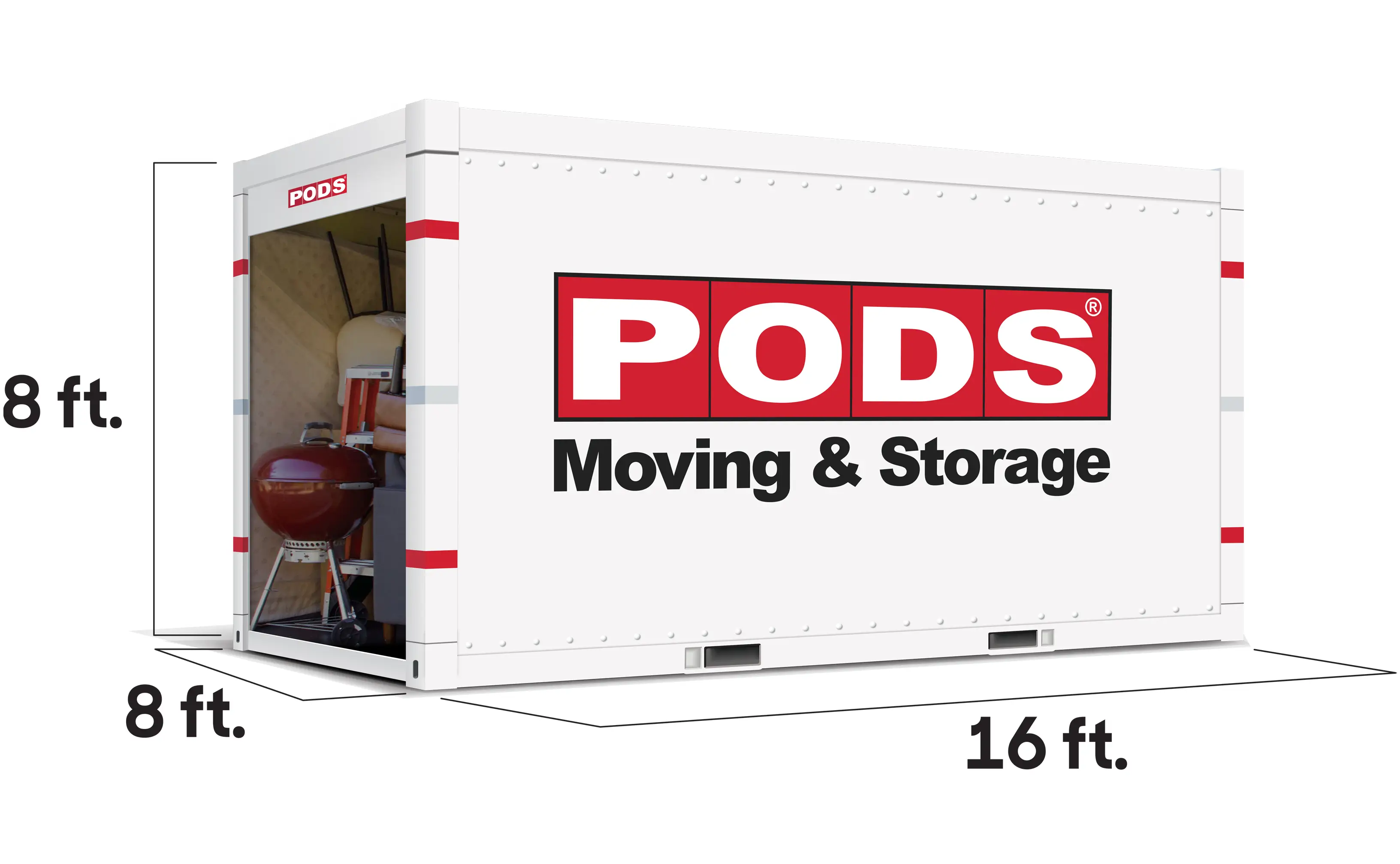 PODS 16 foot container with dimensions